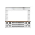Wall Unit Entertainment Center With Bookshelves For TVs Up To 80", Tempered Glass Doors And Adjustable Shelves