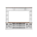 Wall Unit Entertainment Center With Bookshelves For TVs Up To 80", Tempered Glass Doors And Adjustable Shelves