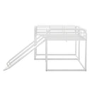 Full and Twin Size L-Shaped Bunk Bed with Slide and Short Ladder, White