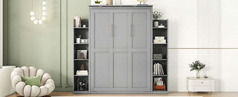 Wall Murphy Bed With Shelves And LED Lights