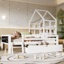 House Bed With Ladder And Storage Drawers Platform With Blackboard, No Box Spring