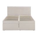 Queen Size Upholstered Platform Bed with Storage Underneath, Beige