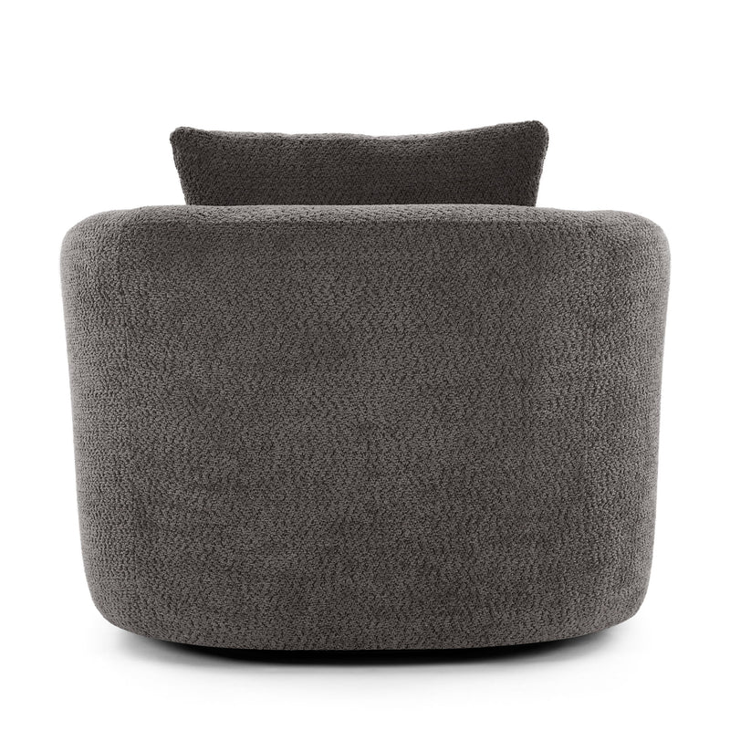 360° Swivel Barrel Sofa Chair With Throw Pillow, Chenille Upholstered Accent Chair