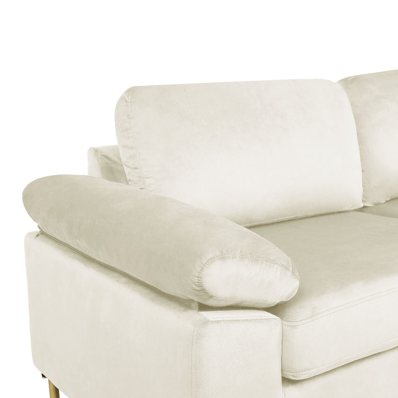 Shannon - Velvet Sectional Sofa With Chaise - Beige