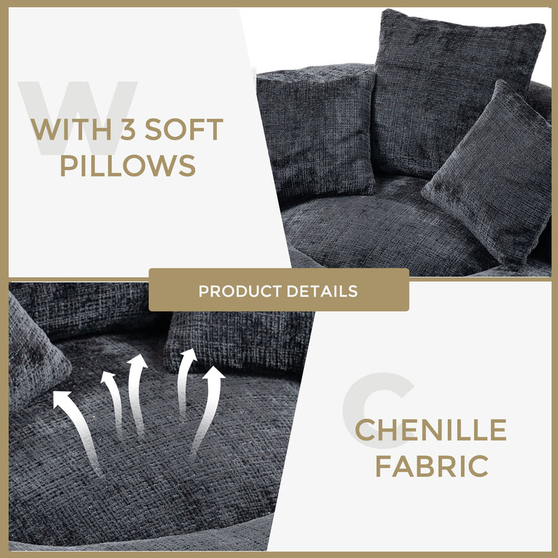 Lazy Sofa High Back Bean Bag Chair Couch With 3 Pillows