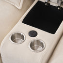 U Shaped Sofa With Console, Cupholders, USB Ports, 6 Seat, Bronzing Suede & Chenille