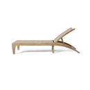 Outdoor Rattan Wicker Chaise Lounge With Acacia Wood Frame - Light Brown