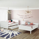 Full Over Full Bunk Bed with Twin Size Trundle, Pine Wood Bunk Bed with Guardrails, White (Old SKU:LP000044AAK)