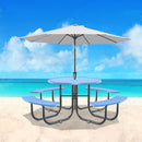 Round Outdoor Steel Picnic Table 46" With Umbrella Pole
