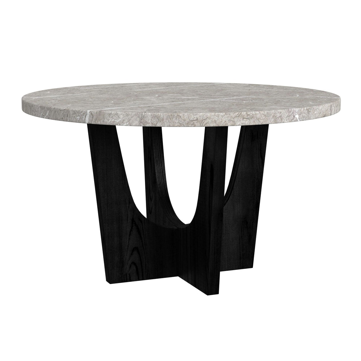 Oregon Round Table With Faux Marble Top in Black by Elements International, view 2