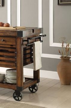 Kaif - Distressed Chestnut Kitchen Cart - Chestnut