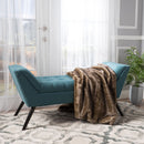Modern Fabric Bench With Padded Seat And Wide U Shape Design - Teal