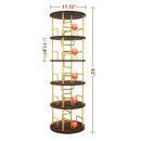5 Tier 360 Rotating Bookshelf, Display Round Floor Standing Swivel Bookcase For Bedroom - Golden