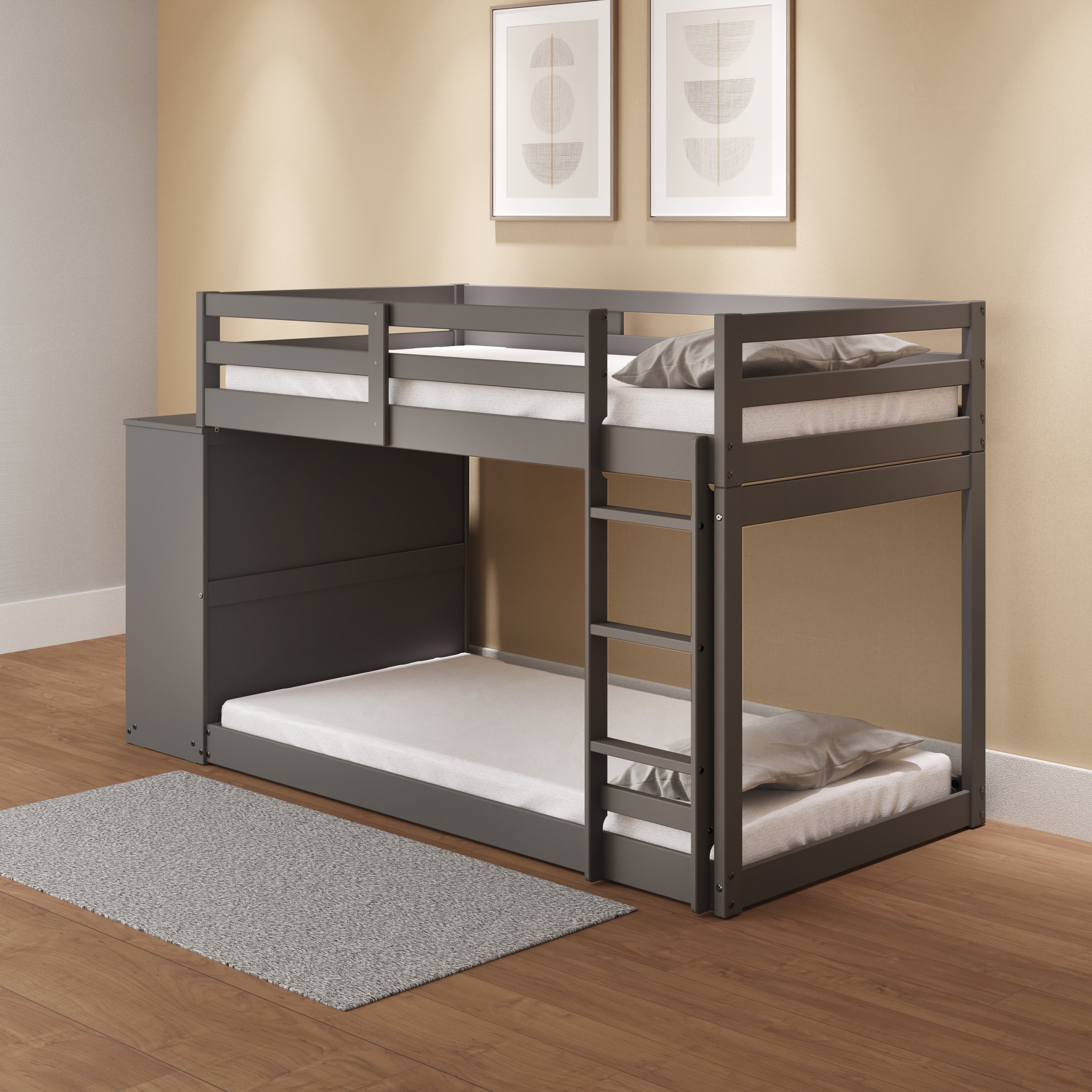 ACME Gaston Twin/Twin Bunk Bed w/Cabinet, Gray Finish BD01372 - Atlantic Fine Furniture Melbourne FL