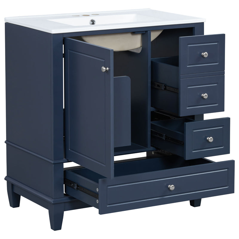 Freestanding Bathroom Vanity With Sink, Soft Close Door, 3 Drawers