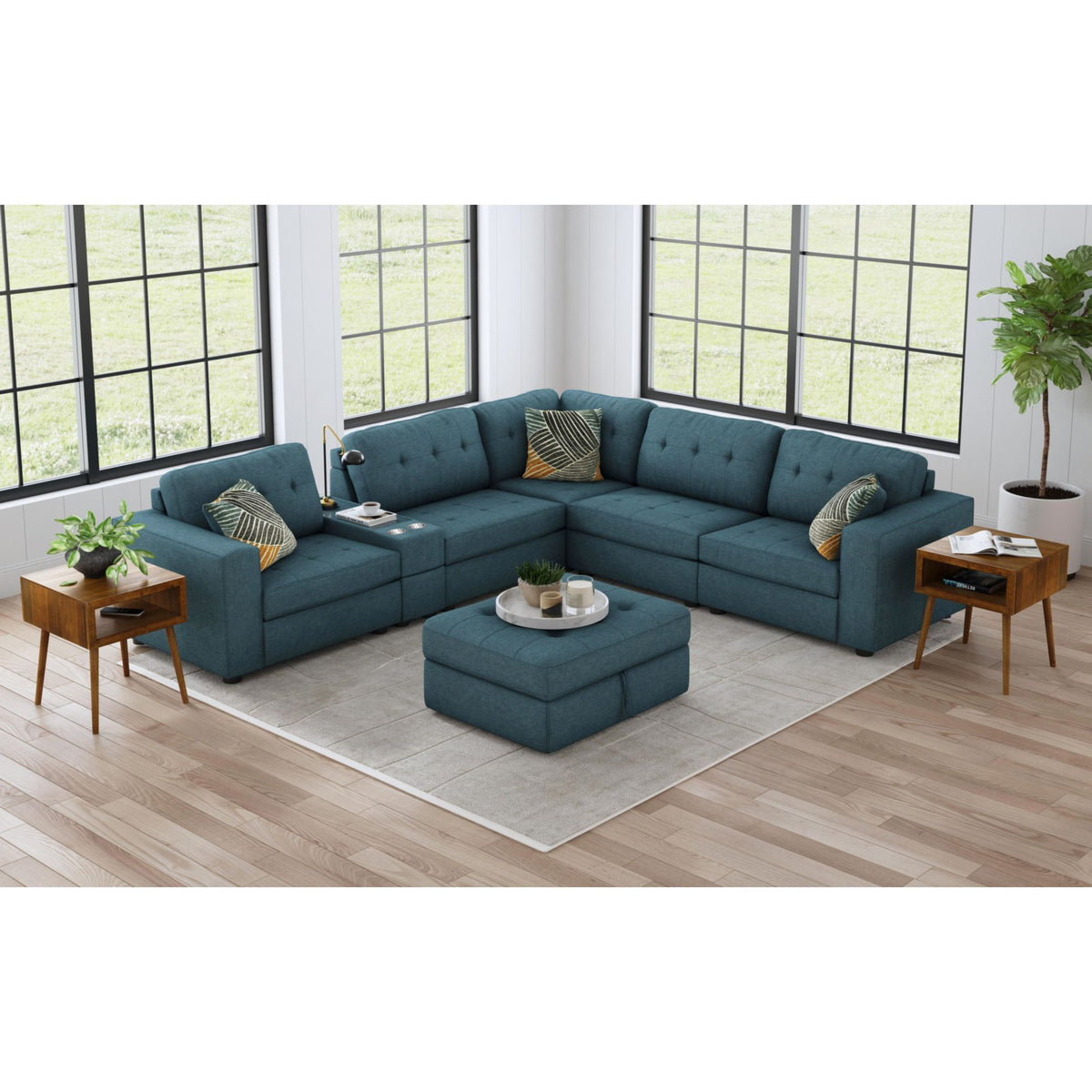 Options One Living Room Set Sectional in Blue by Elements International, view 39