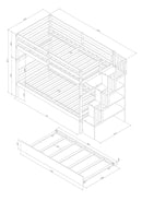 Twin Over Twin Bunk Beds With Twin Trundle And Stairway Storage Function