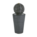 31.5" Tall Striped Column Fountain With LED Light Design For Outdoor Spaces - Gray