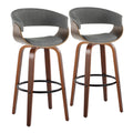 Vintage Mod - Mid Century Modern Fixed Height Barstool With Swivel & Round Footrest (Set of 2)