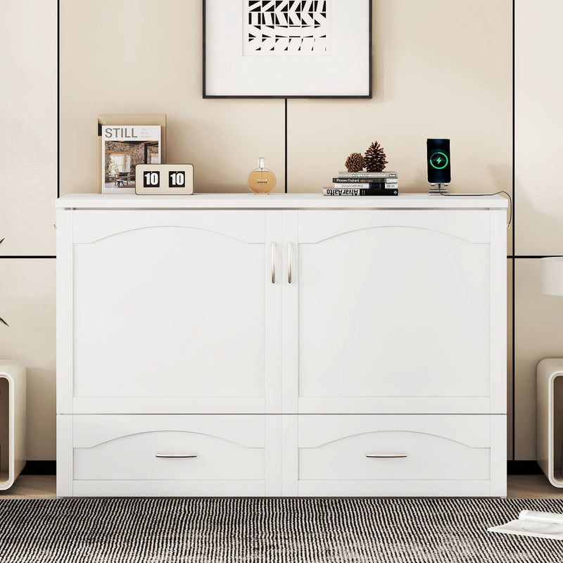 Murphy Bed With Drawer And A Set Of Sockets & USB Ports, Pulley Structure Design