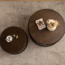 Cylindrical Coffee Table With Vertical Texture Relief