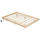 Full Size Floating Bed with LED Lights Underneath,Modern Full Size Low Profile Platform Bed with LED Lights,Natural