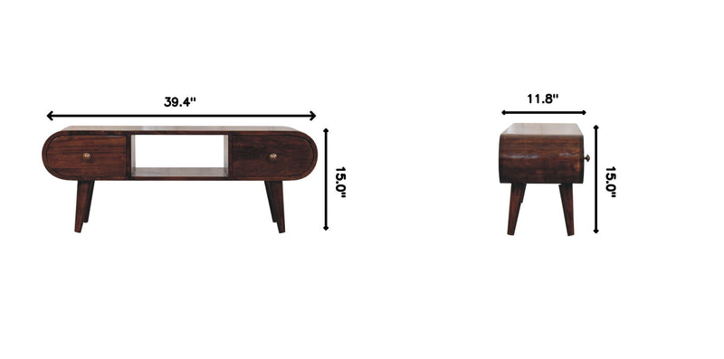 Solid Wood Circular TV Unit