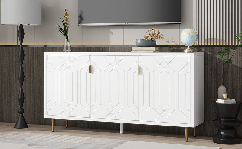Modern TV Stand With 3 Doors And Adjustable Shelves