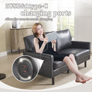 Mid Century Modern Loveseat Sofa With USB Ports, Removable Pillow Cover