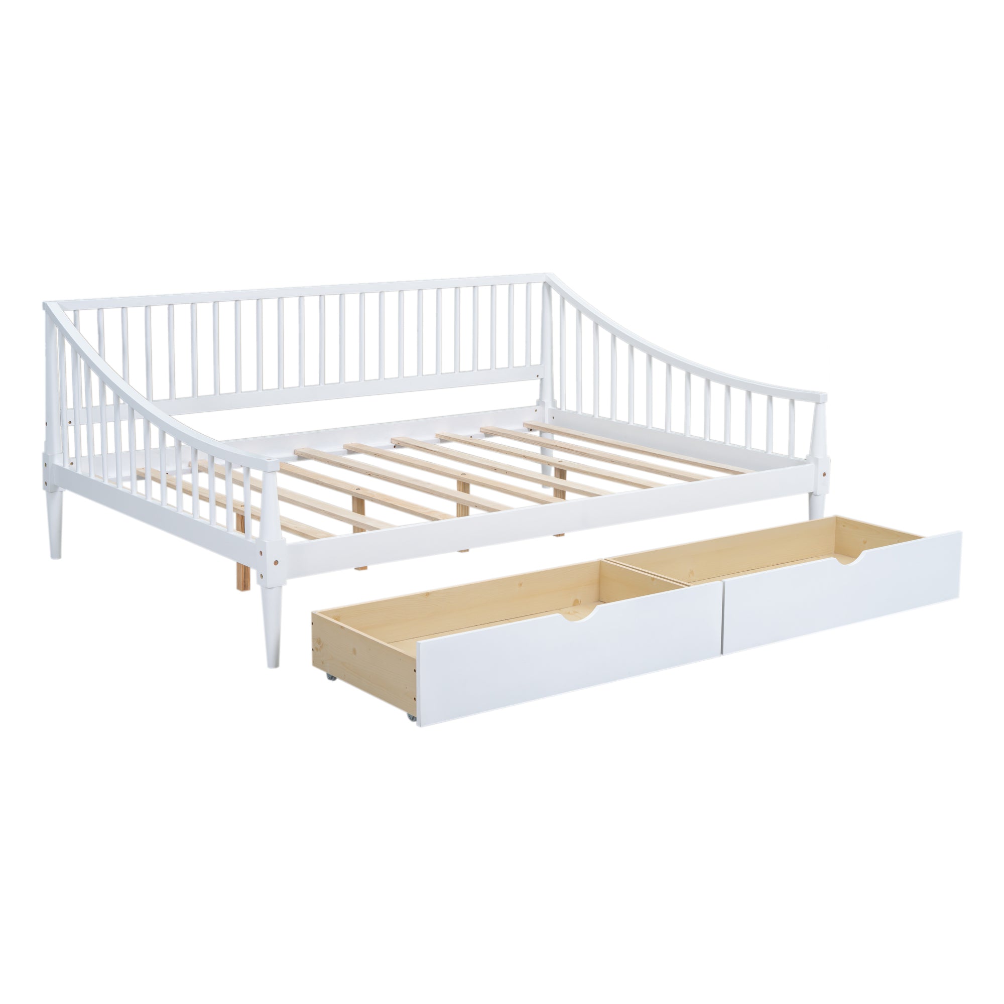 Full Size Daybed with Two Storage Drawers and Support Legs, White - Atlantic Fine Furniture Melbourne FL