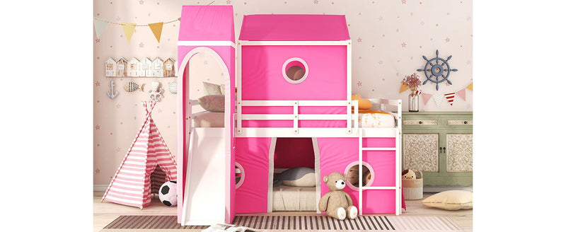 Loft Bed With Slide Tent And Tower