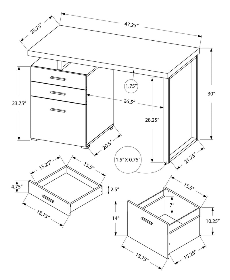 Computer Desk Left Right Set-Up Storage Drawers For Home Office