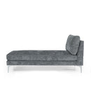 Fabric Upholstered Chaise Lounge With Iron Bracket Legs