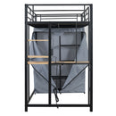 Loft Bed With Desk, Shelves, Power Outlet, LED Light And Wardrobe