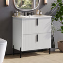 Bathroom Vanity With Ceramic Sink, Fluted Design