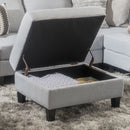 Ottoman With Birch Wood Legs And Cushioned Top For Comfort