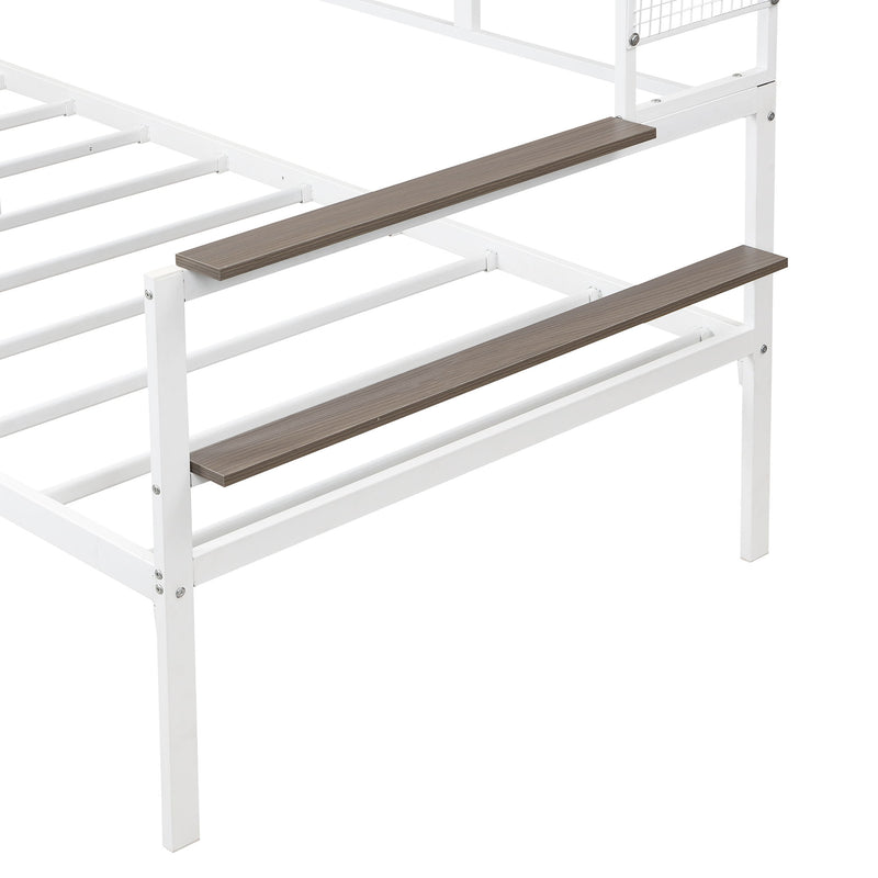 Daybed With Movable Desk, Grid, Shelves And Clothes Hanger