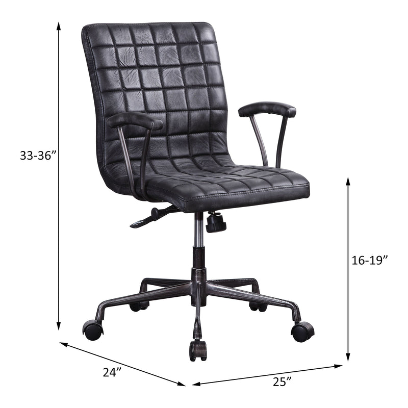 Barack - Executive Office Chair - Vintage Black Top Grain Leather & Aluminum