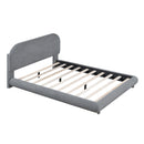 Teddy Fleece Full Size Upholstered Platform Bed with Thick Fabric, Solid Frame and Stylish Curve-shaped Design, Gray