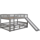 Low Bunk Bed With Slide, Fence And Ladder