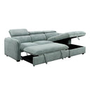 Zavala - Sectional Sofa With Sleeper & Storage - Light Green Chenille