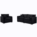 Modern Upholstered Chenille Loveseat And Armchair Set With Pillows