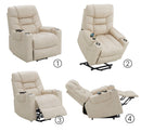 Nairi - Leather Aire Power Motion Recliner With Lift Heating Massage Function - Ivory