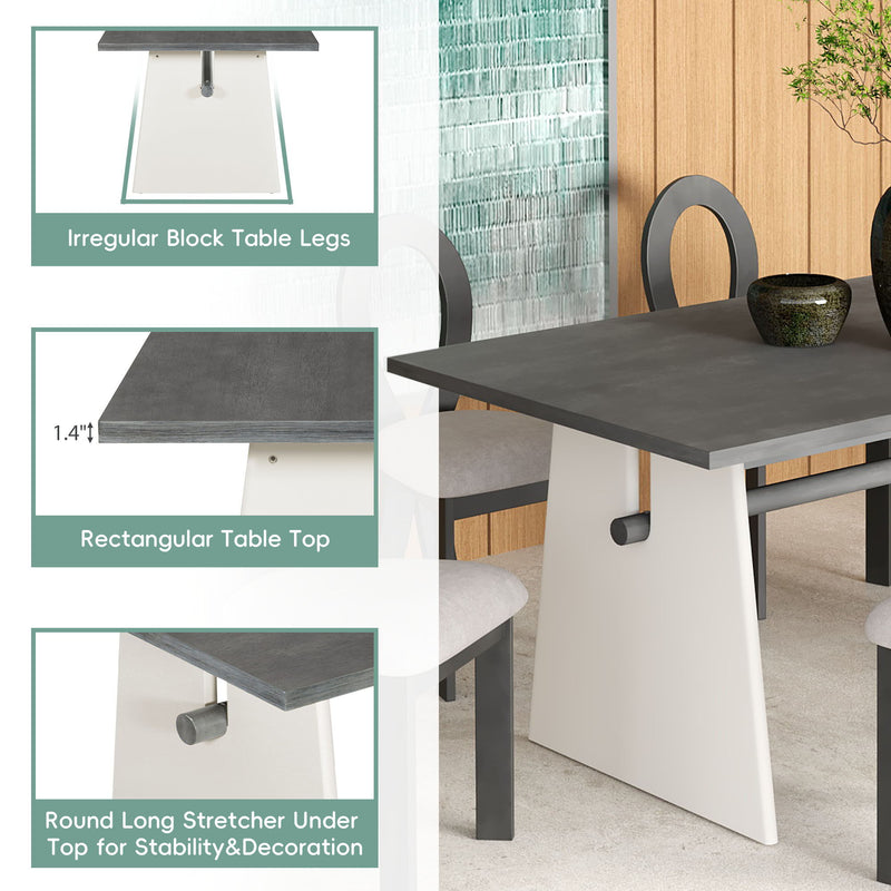 7 Piece Dining Table Set With Trestle Dining Table And 6 Upholstered Dining Chairs