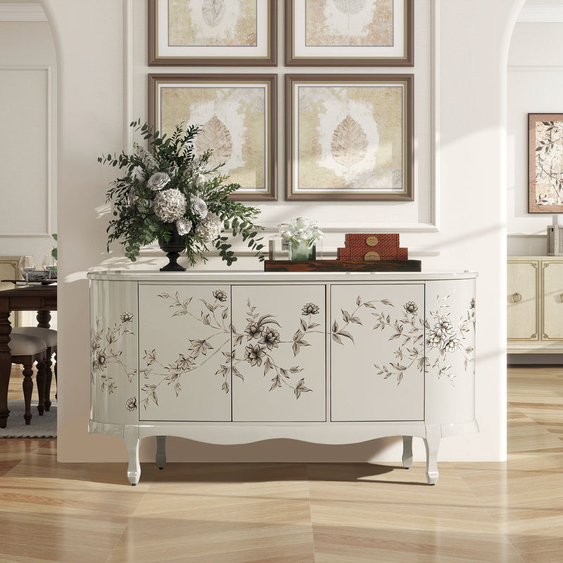 Florence - Hand Painted Lacquered Credenza - Taupe Gray