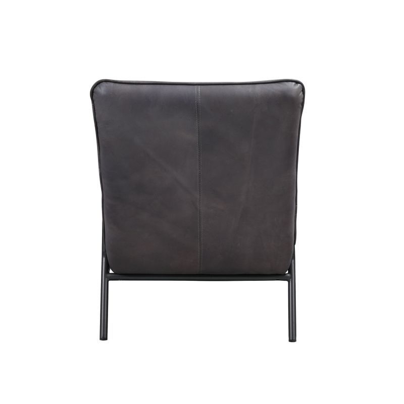 Nignu - Accent Chair - Gray Top Grain Leather & Matt Iron Finish - Atlantic Fine Furniture Inc