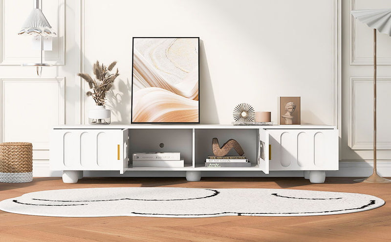 Modern TV Stand For TVs Up To 80", 2 Drawers And Cabinet