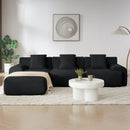 L Shaped Modular Sectional Sofa Corduroy And Movable Ottoman