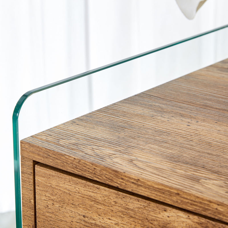 Double Drawer Bedside Table - Wood