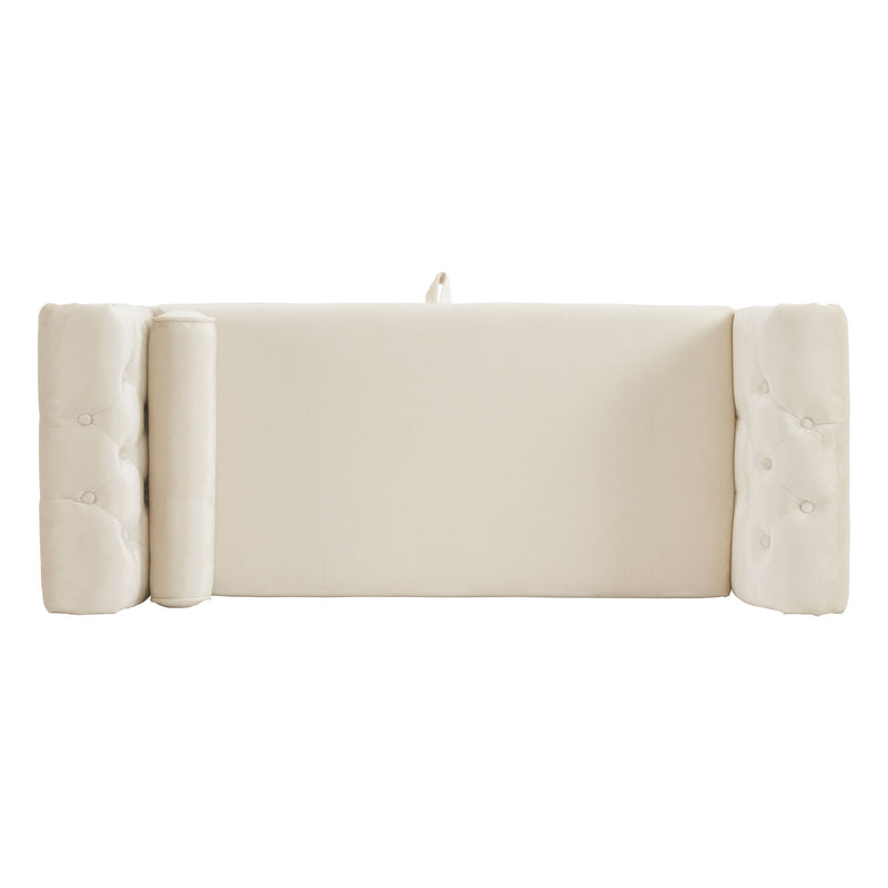 Luxurious Velvet Multifunctional Storage Ottoman Bench With Pillow